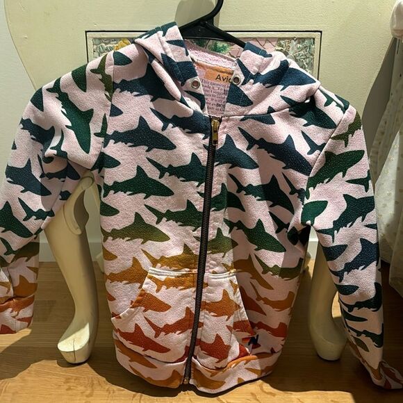 Aviator Nation Pink Shark Print Kids Hoodie - Picture 1 of 3
